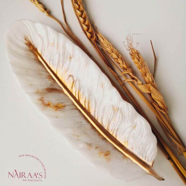 Ivory Gold Feather Dish