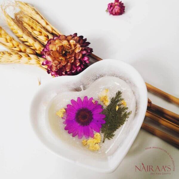 Milky White-Floral Heart Bowl