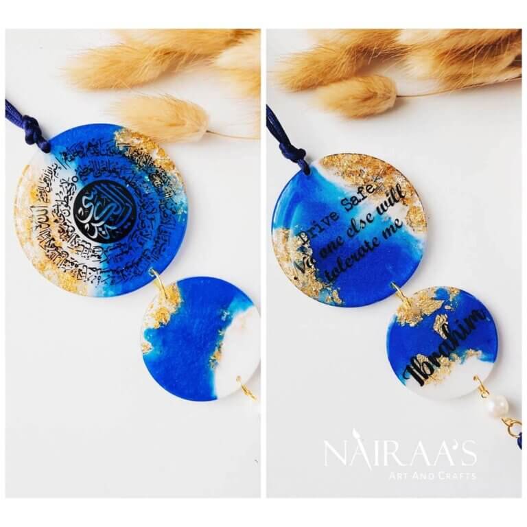 Twin- Royal blue and gold car pendant